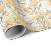 Botanische Vintage-Mohnblumen-Wrap-Papier Geschenkpapier (Rolleneckpunkt)