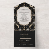 Botanische Vintage Mondsterne Hochzeit All In One Einladung (Innen Boden)