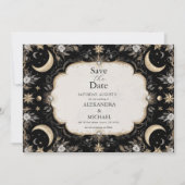 Botanische Vintage Mondsterne Hochzeit Save The Date (Vorderseite)