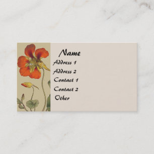 Botanische Vintage Nasturtium Floral Business Card Visitenkarte