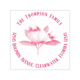 Botanische Vintage Peony Floral Rücksendeadresse Permastempel