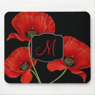 Botanische Vintage Pflaumen mit Monogramm Mousepad