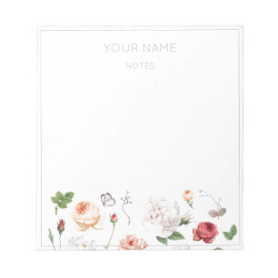 BOTANISCHE VINTAGE-ROSEN NOTIZBLOCK
