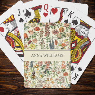 Botanische Vintage-Wildblumen-Blumen personalisier Spielkarten