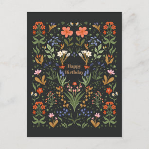 Botanische Vintage Wildblumen Gartenkarte Postkarte