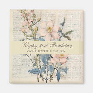 Botanische Vintaqe Wildblume 80. Geburtstag Magnet