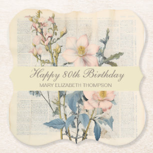 Botanische Vintaqe Wildblume 80. Geburtstag Untersetzer