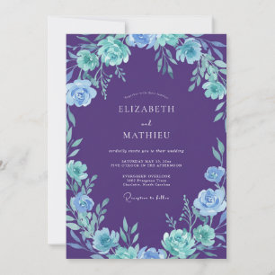 Botanische Violett Cyane Petal Hochzeit Einladung