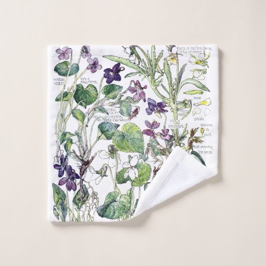 Botanische violette Blumen-Bad-Tücher Badhandtuch Set (Waschlappen)