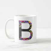 Botanische violette Blüten Letter B Monogramm Kaffeetasse (Links)