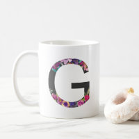 Botanische violette Blüten Letter G Monogramm