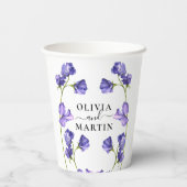 Botanische Violetten Purple Flowers Hochzeitspapie Pappbecher (Rückseite)