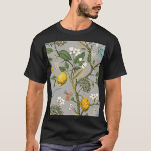 Botanische Vögel Blumen: Gezeichnete Vintage-Tapet T-Shirt