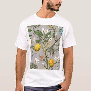 Botanische Vögel Blumen: Gezeichnete Vintage-Tapet T-Shirt