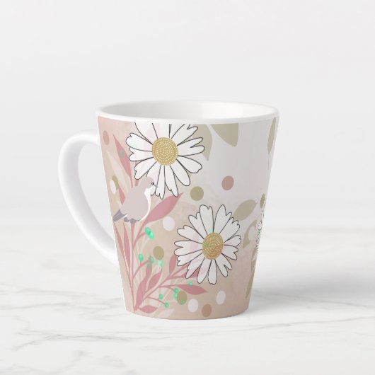Botanische Vogel Blumen Natur Milchtasse (Linke Ecke)