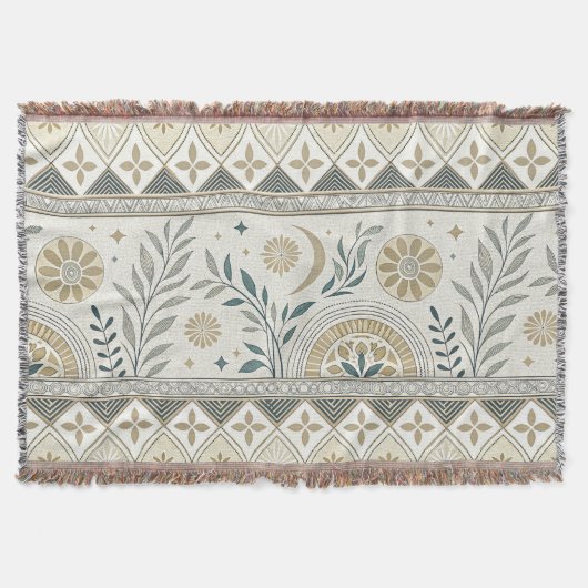 Botanische Volkskunst - nahtloses Muster Decke (Vorderseite)