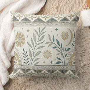 Botanische Volkskunst - nahtloses Muster Kissen