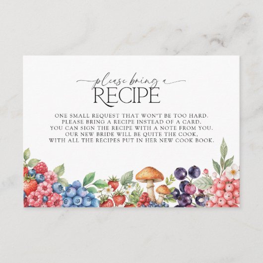 Botanische Waldbeeren Bitte bringen Sie ein Rezept Begleitkarte (Vorderseite)