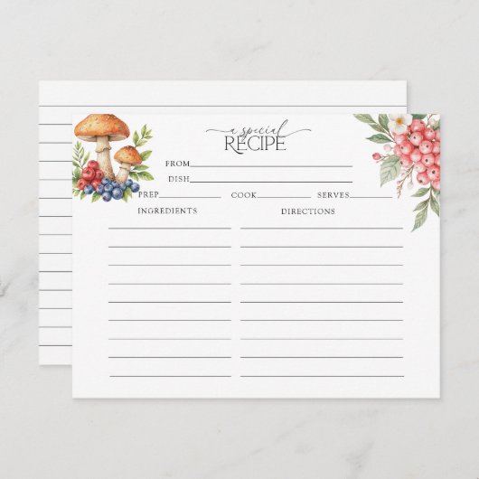 Botanische Waldberries | Rezeptkarten Einladung (Vorne/Hinten)