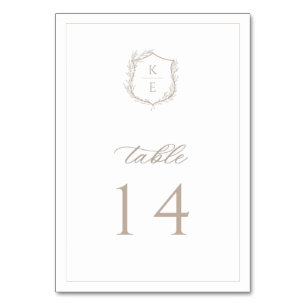 Botanische Wappen-Monogramm-Hochzeit Tischnummer