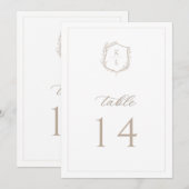 Botanische Wappen-Monogramm-Hochzeitstisch-Nummer Programm (Vorne/Hinten)