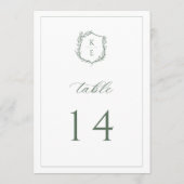 Botanische Wappen-Monogramm-Hochzeitstisch-Nummer Programm (Rückseite)