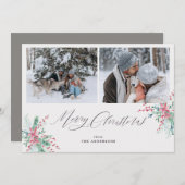 Botanische Wasserfarbe 2 Fotos Frohe Weihnachten (Vorne/Hinten)