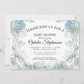 Botanische Wasserfarbe Blass Blauer Duschkopf Einladung (Vorderseite)