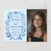 Botanische Wasserfarbe CUSTOM FOTO Bat Bar Mitzvah Postkarte (Vorderseite)