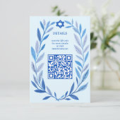 Botanische Wasserfarbe CUSTOM QR Bar Bat Mitzvah Begleitkarte (Stehend Vorderseite)