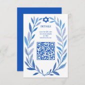 Botanische Wasserfarbe CUSTOM QR Bar Bat Mitzvah Begleitkarte (Vorne/Hinten)