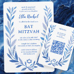 Botanische Wasserfarbe CUSTOM QR Bar Bat Mitzvah Begleitkarte<br><div class="desc">Perfekte ENCLOSURE-Karte, um eine Fledermausmitzvah, Bar mitzvah oder andere jüdische Feier anzukündigen! Handgezeichnete, zarte Blättertramkunst für Sie! Vollständig anpassbar! Klicken Sie auf "Personalisieren" oben, um den Text zu bearbeiten und Ihren Link zum QR-Code hinzuzufügen. Klicken Sie auf "Bearbeiten mit dem Designwerkzeug", um die Schriftart, Farben und Einstellungen anzupassen. Auch können...</div>