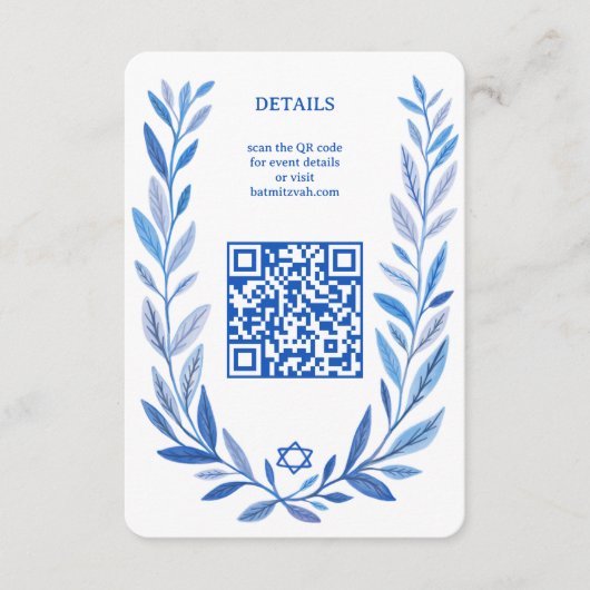 Botanische Wasserfarbe CUSTOM QR Bar Bat Mitzvah Begleitkarte (Vorderseite)