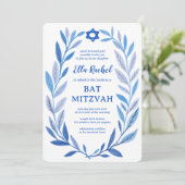 Botanische Wasserfarbe CUSTOM QR Bar Bat Mitzvah Einladung (Stehend Vorderseite)