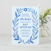Botanische Wasserfarbe CUSTOM QR Bar Bat Mitzvah Einladung (Stehend Vorderseite)