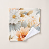 Botanische Wasserfarbe der modernen Pfirsich Badhandtuch Set (Waschlappen)