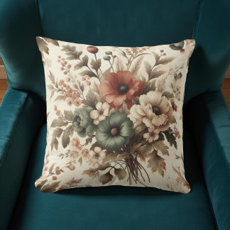 Botanische Wasserfarbe Erde Herbst Florenz Kissen
