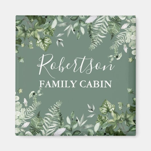 Botanische Wasserfarbe Ferns Cabin Sage Green Magnet (Vorne)