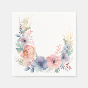 Botanische Wasserfarbe Floral Serviette