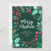 Botanische Wasserfarbe Frohe Weihnachten Dunkelgrü (Vorderseite)