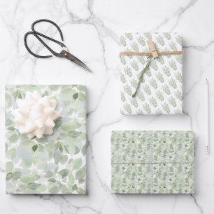 Botanische Wasserfarbe Geschenkpapier Set