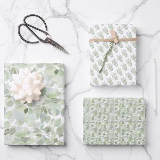 Botanische Wasserfarbe Geschenkpapier Set (Vorderseite)