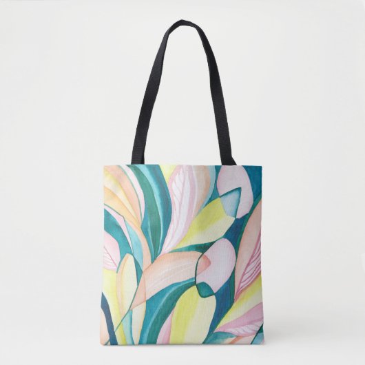 Botanische Wasserfarbe Grün/Gelb Abstrakte Kunst Tasche (Vorderseite)