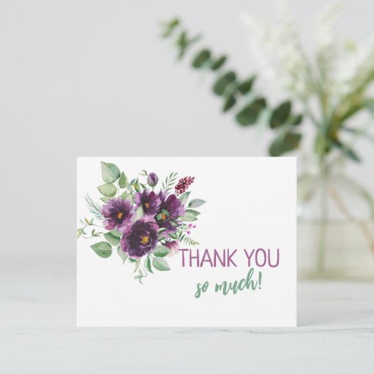 Botanische Wasserfarbe Ich danke Ihnen Karte (Stehend Vorderseite)