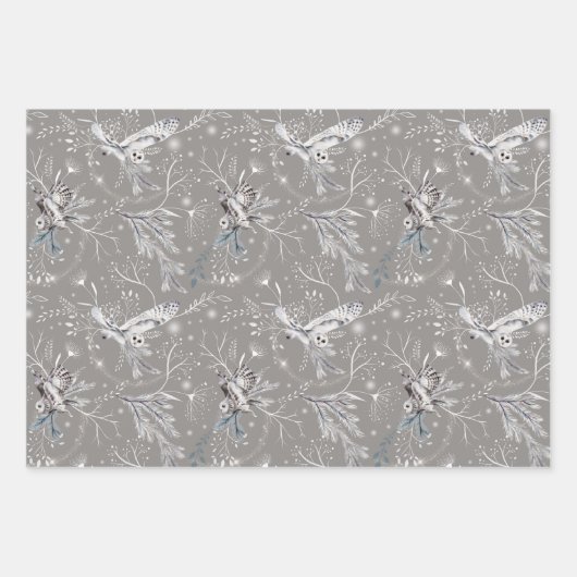 Botanische Wasserfarbe im Winter oder Weihnachten Geschenkpapier Set (Vorderseite 2)