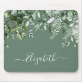Botanische Wasserfarbe Ivy Ferns Sage Green Mousepad (Vorne)