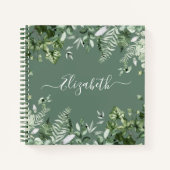 Botanische Wasserfarbe Ivy Ferns Sage Green Notizblock (Vorderseite)