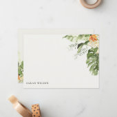 Botanische Wasserfarbe Orangefarbene tropische Blä Mitteilungskarte (Vorderseite/Rückseite Beispiel)