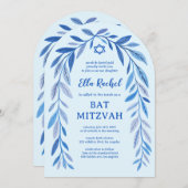 Botanische Wasserfarbe QR Code Bar Bat Mitzvah Arc Einladung (Vorne/Hinten)