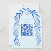 Botanische Wasserfarbe QR Code Bar Bat Mitzvah Arc Einladung (Rückseite)